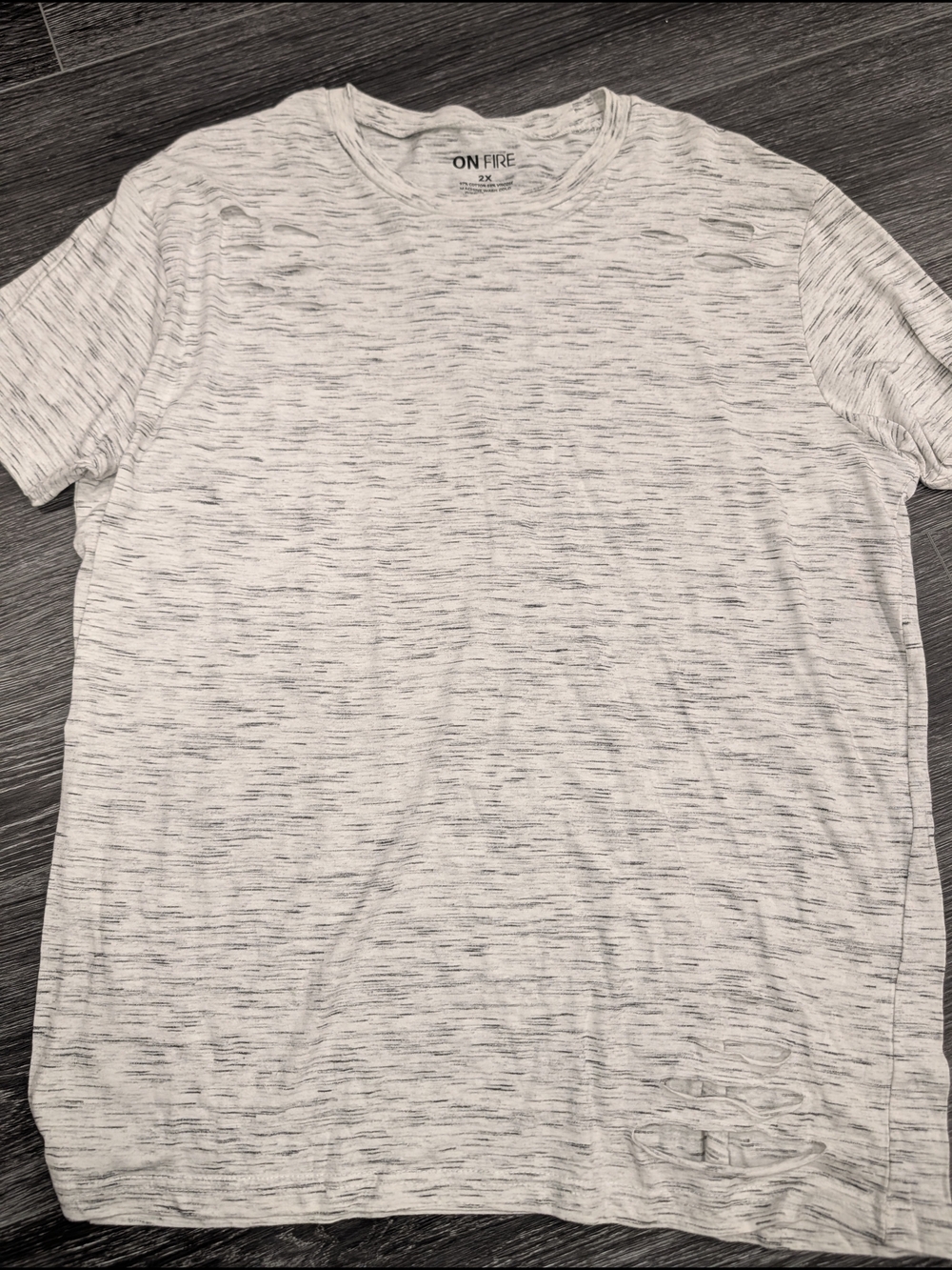 On Fire Heathered White Crew Neck T-Shirt